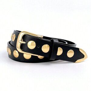 Black Contemporary Women's Gold Rivet Belt
